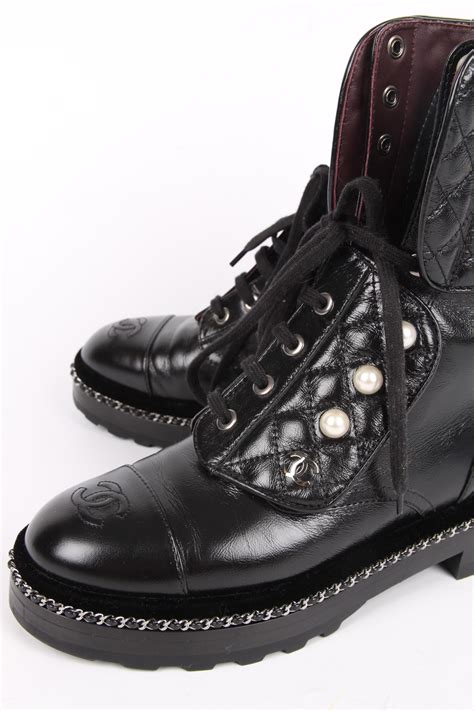 chain boots chanel|chanel combat boot.